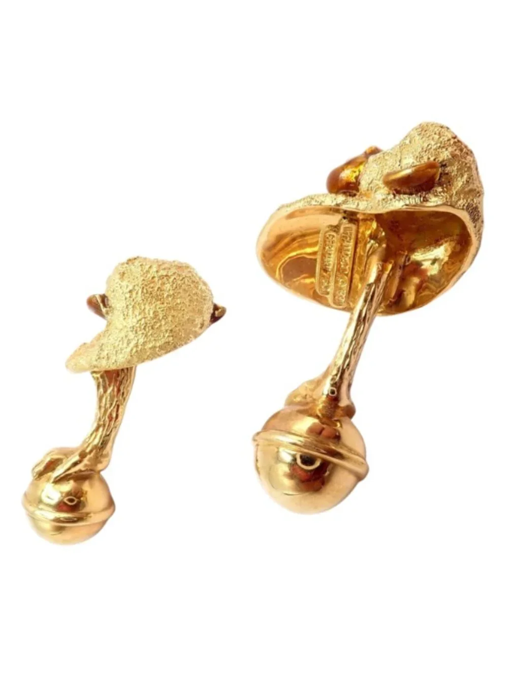 Vintage Tiffany & Co. 18k Yellow Gold Emerald Enamel Monkey Cufflinks 1991